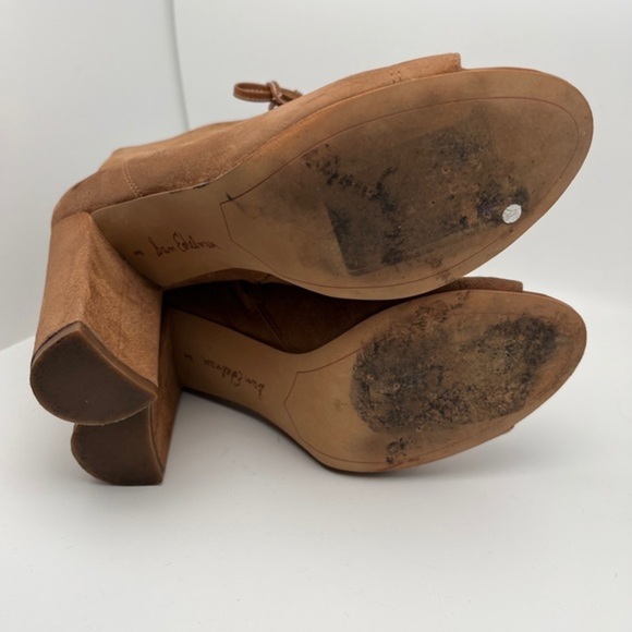 Sam Edelman Yvie Lace-up Saddle Leather Suede Tan Booties Women's Boots Size 8 - Picture 9 of 13